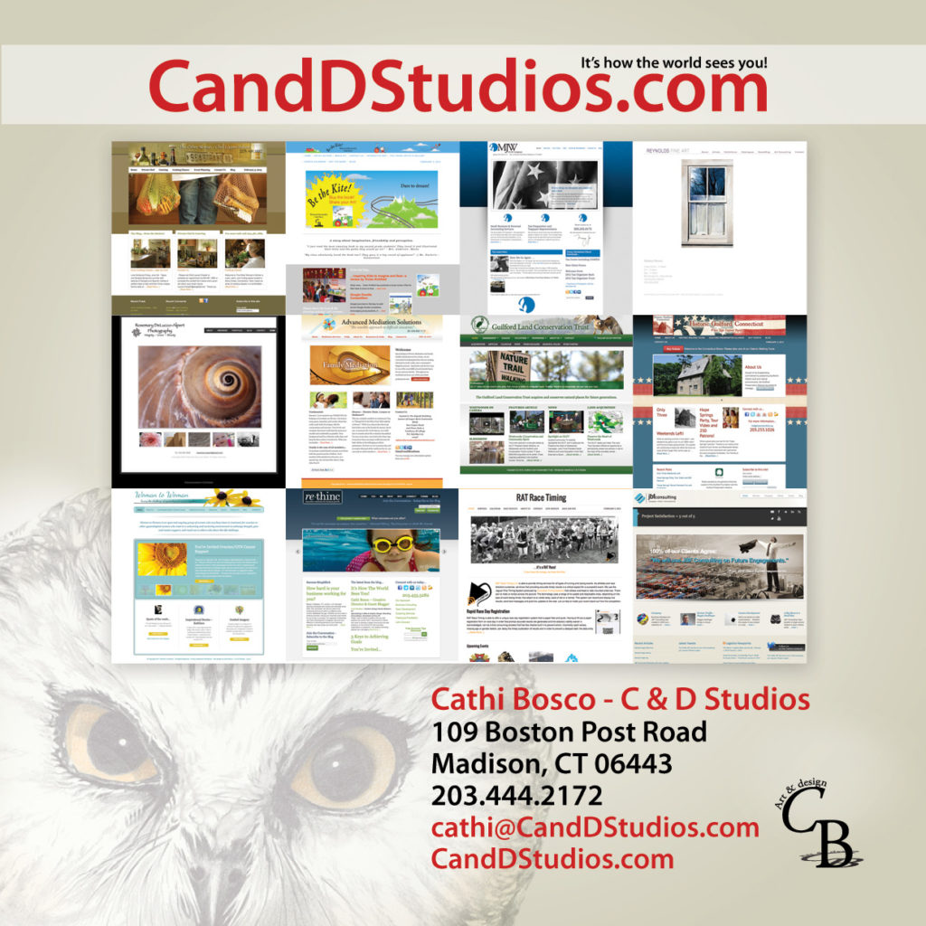 The backside business cards square C & D Studios